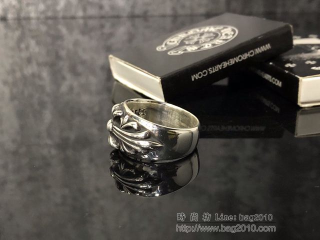 chrome hearts銀飾 克羅心薔薇戒指 純手工 克羅心925純銀戒指  gjc1917